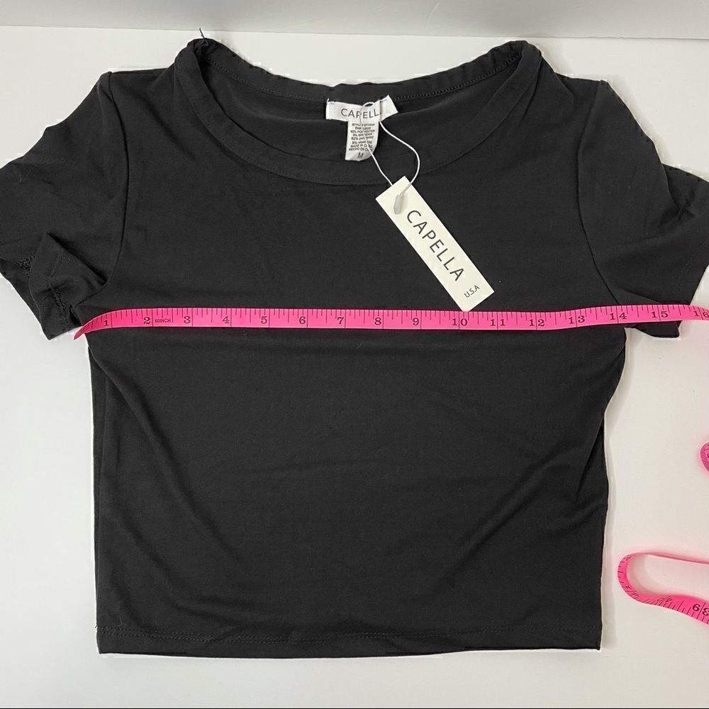 NWT!Medium Crop Top| black basic tee - Picture 3 of 7